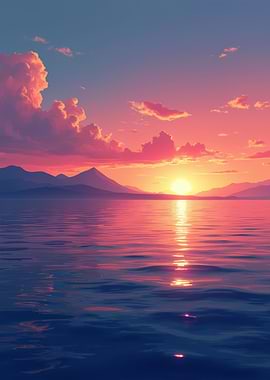 Sunset Over Mountains