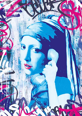 Callgirl with a Pearl Earring - Street Art Graffiti