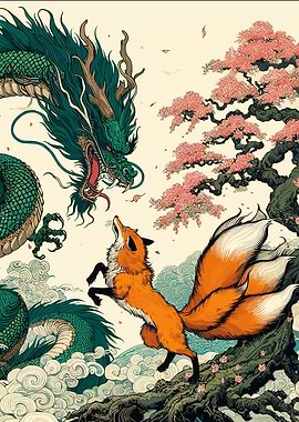 Dragon vs Kitsune Anime Japanese