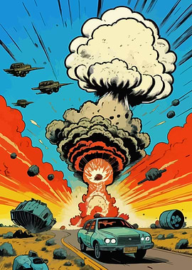 Nuclear Explosion Comic Art