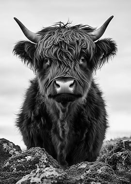 Highland Cow black and white