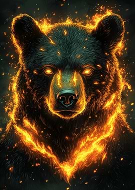 Fiery Bear Portrait