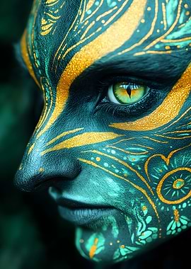 Green and Gold Face Paint