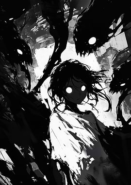 Girl Surrounded by Shadows