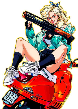 Blonde Girl on Scooter