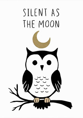 Owl and Moon Print