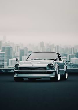 Front View of a Silver Datsun 240Z