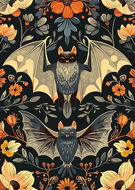 Floral Bats Pattern