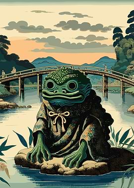 Japanese Kappa Frog Guardian of the Bridge