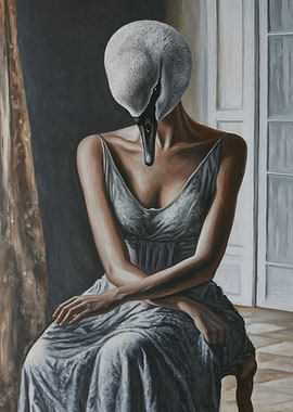 Swan Woman Painting