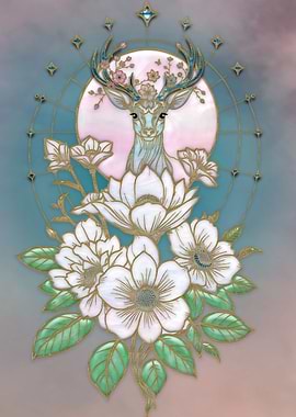 Floral Deer Art Print