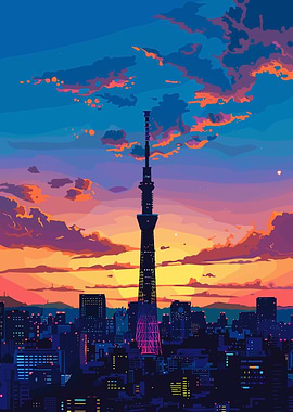 Tokyo Skytree at Sunset