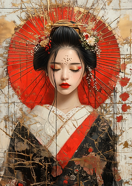 Geisha with Kintsugi Gold Lines