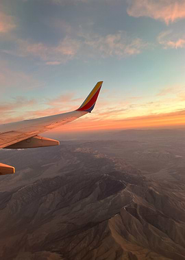Airplane Wing Sunset