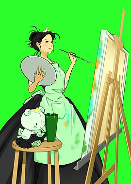 Painting in a Gown