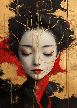Geisha with Golden Kintsugi Veins