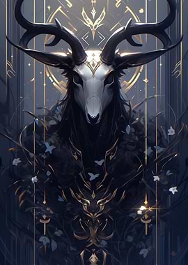 Dark Deer with Golden Accents