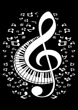 Music Note and Piano Keys