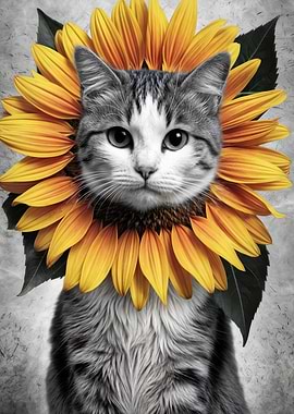 Cat in Sunflower