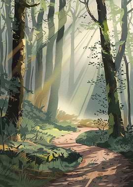 Sunlit Forest Path