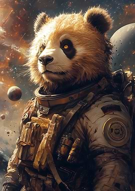 Panda Astronaut in Space vintage