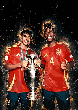 Lamin Yamal &amp; Nico Williams Spain Euro 2024 Champions