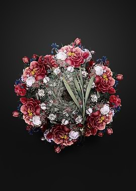 Gladiolus Mucronatus Floral Wreath on Black