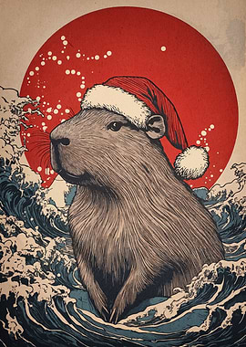 Capybara Christmas Wave