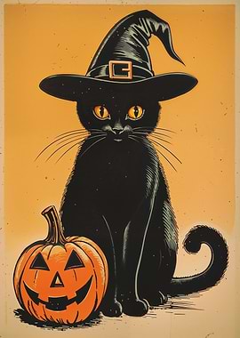 Black Cat Halloween Poster