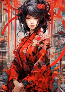 Red Kimono Woman