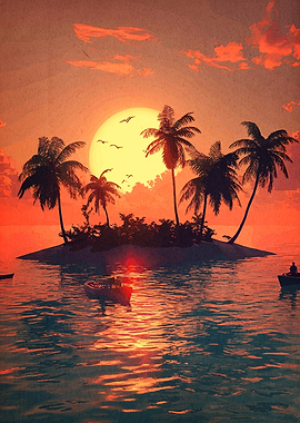 Tropical Sunset Island