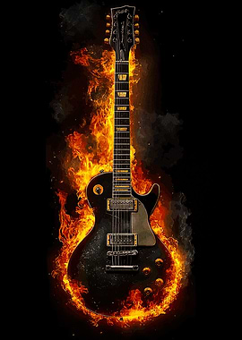 Flaming Electric Guitar