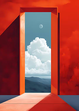 Red Doorway to Landscape