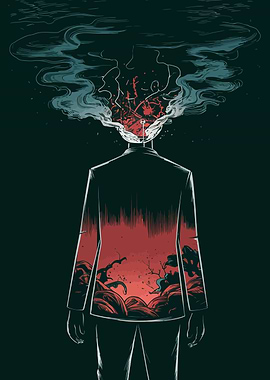 Man with Smoke and Landscape