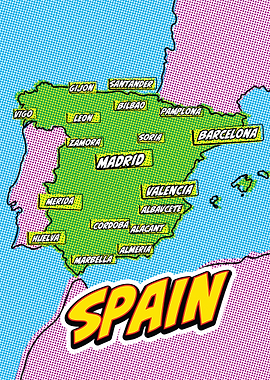 Spain Map Pop Art
