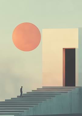 Minimalist Stairway to a Door