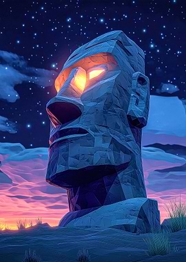 Moai Statue Night Sky