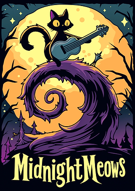 Midnight Meows Guitar Cat