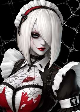 Gothic Maid with Spiderweb