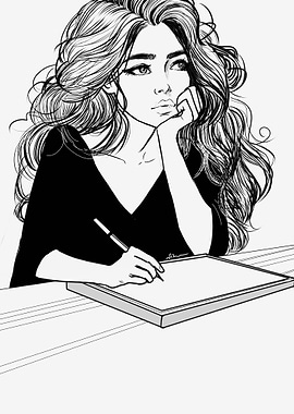 Woman Drawing on Tablet