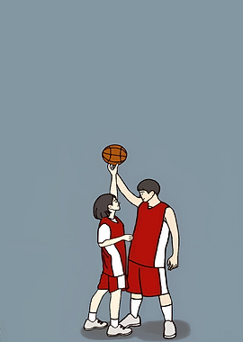 Basketball Couple Illustration