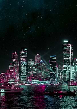 Neon Cityscape at Night