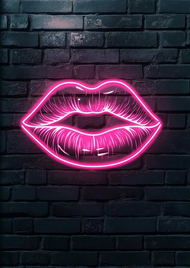 Neon Lips Wall Art