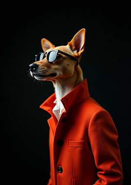 Dog in Sunglasses and Coat