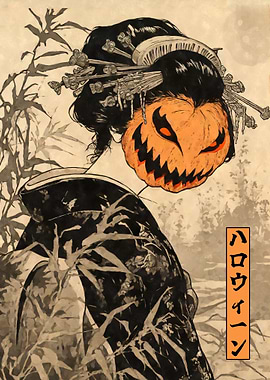 Geisha Pumpkin Mask Halloween