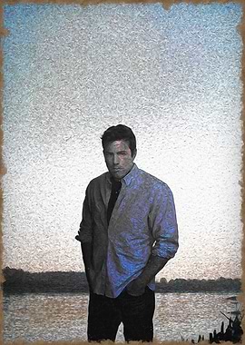 Man in Blue Shirt by Water