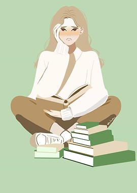 Tired Student with Books