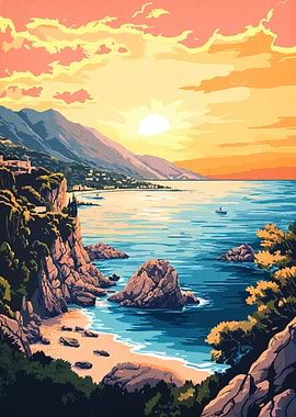 Coastal Sunset Landscape