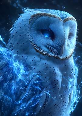 barn owl Blue Glow Aura