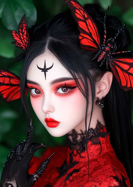 Red Butterfly Fashion Portrait
